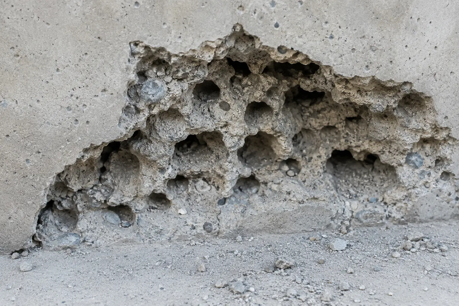 Honeycombing on concrete