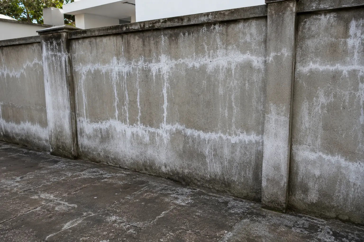 Efflorescence on concrete